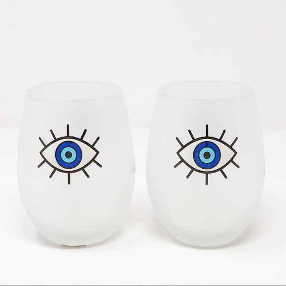 Dining | Evil Eye Frosted Set Of 2 Drinking Glasses | Poshmark